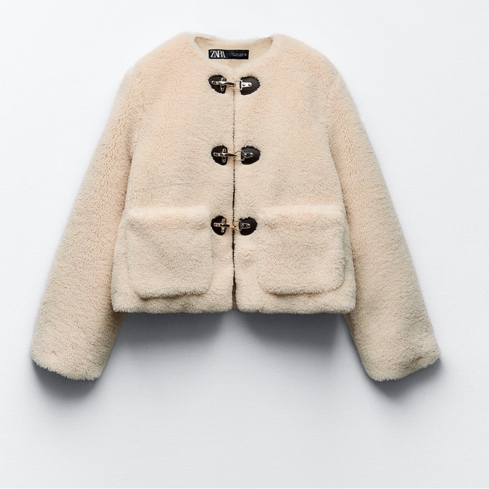 ZARA FAUX SHEARLING CARABINER JACKET